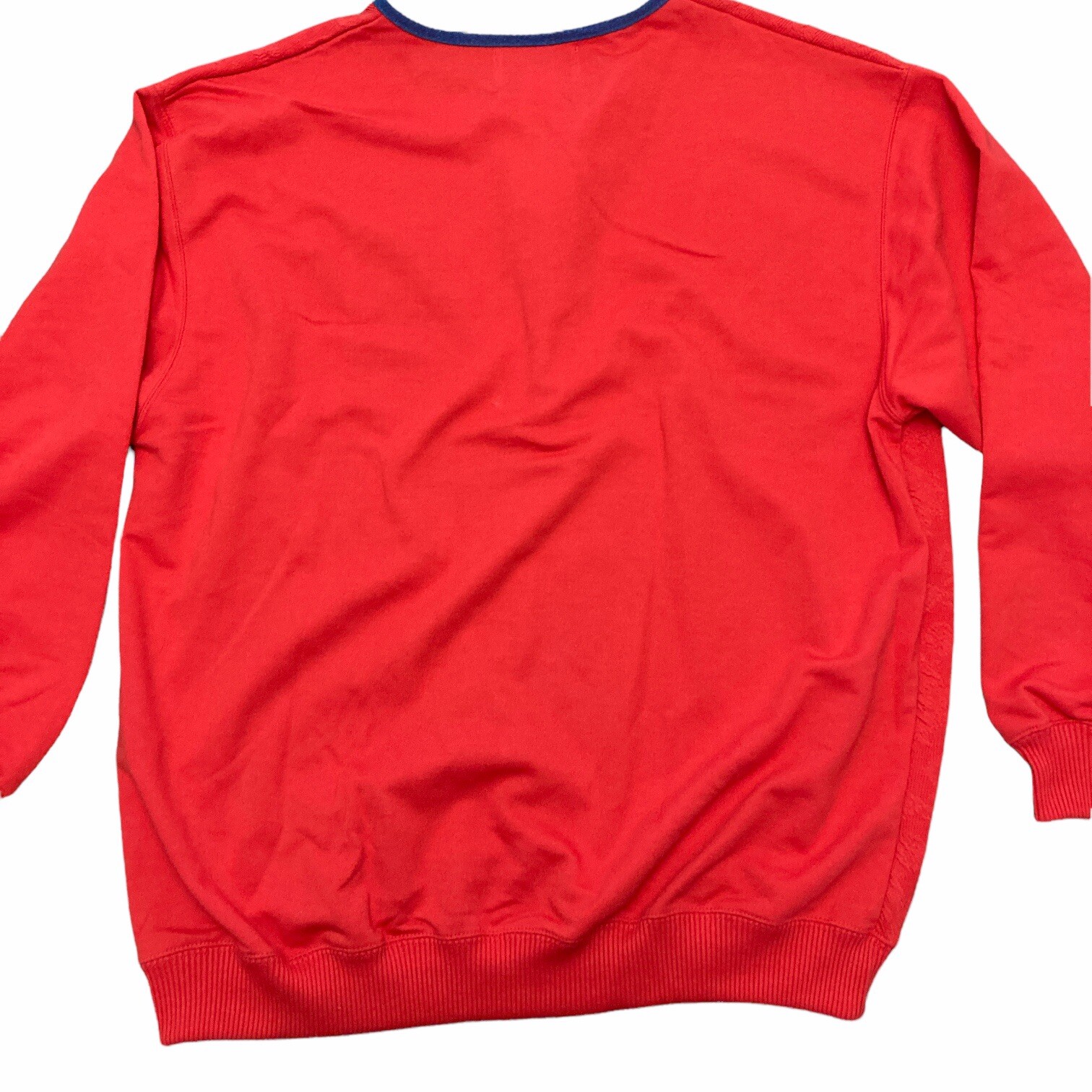 Red Snap Pullover Large Vintage 90s Grandma core Embroidered Flower Blast Blues