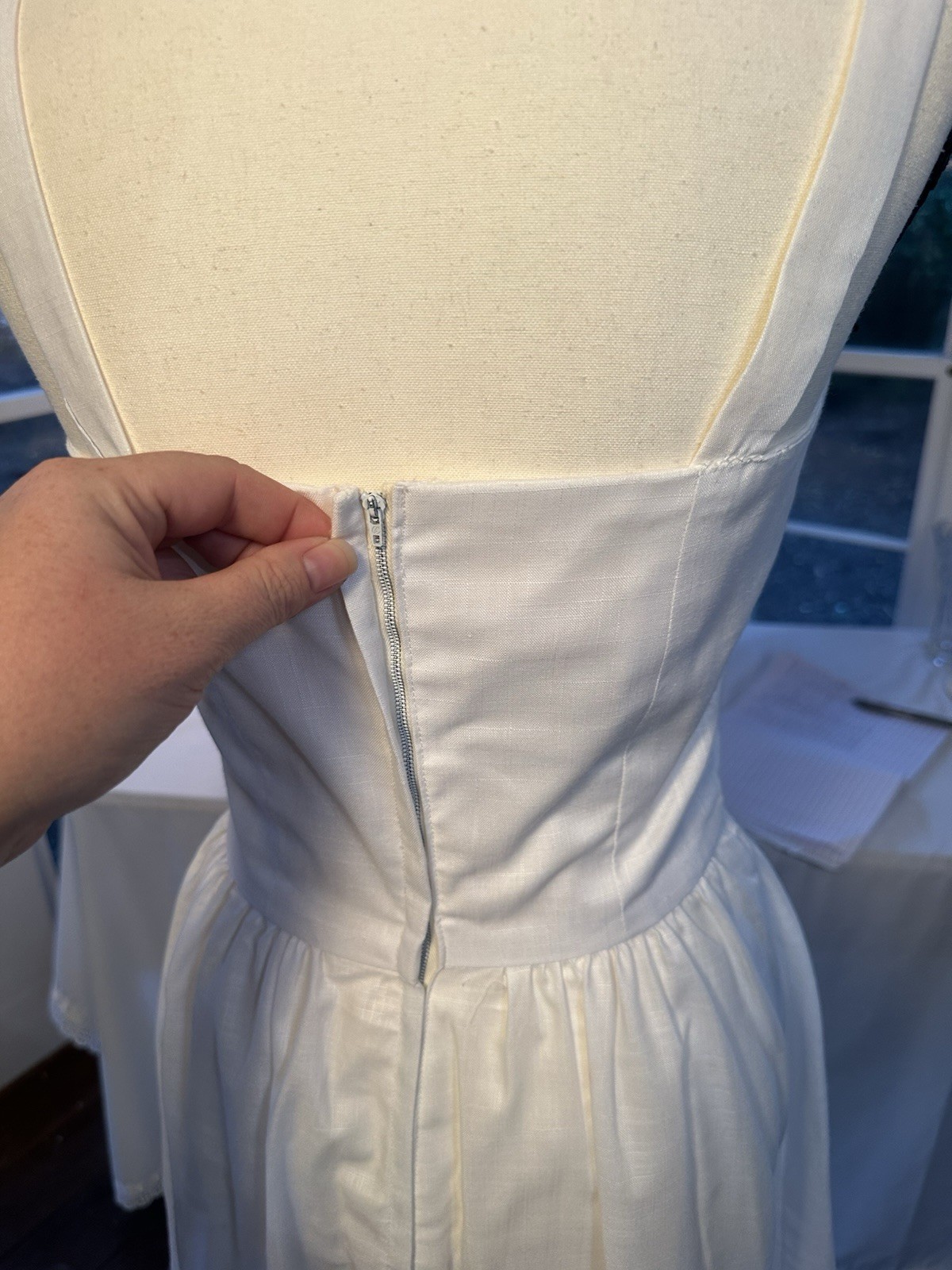Vintage 50s Off-White Eggshell Swing Dress With Jacket Princess Bodice Small