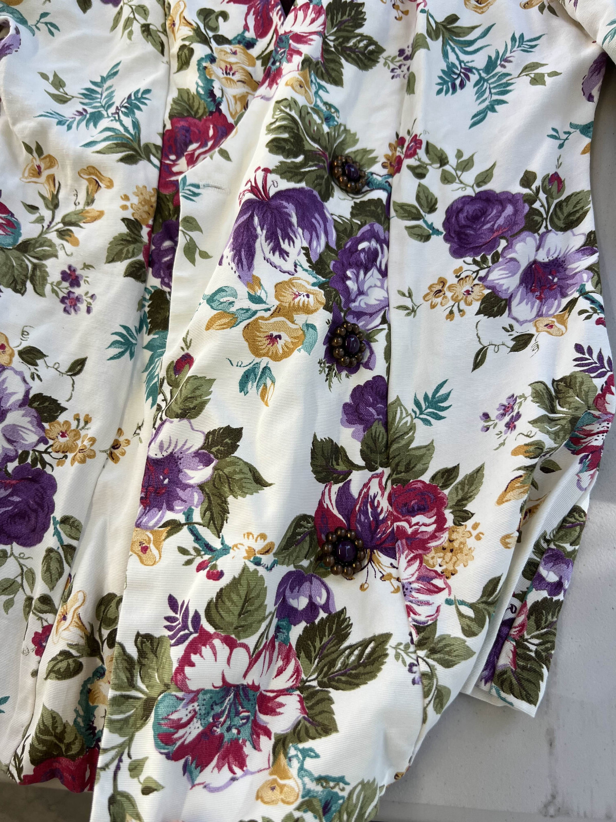 Vintage 80s Willy’s Influence Womens Floral Blouse Shoulder Pads Size 10 USA