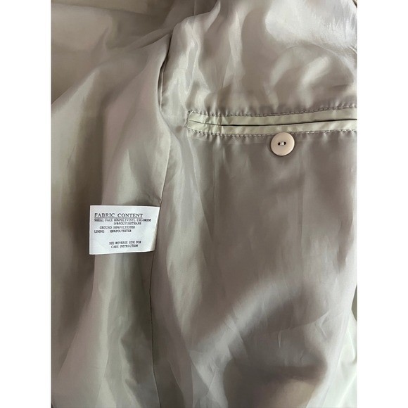 Vintage Beige Minimalist Raincoat Jacket Belted Quiet Luxury Coat Medium Giacca