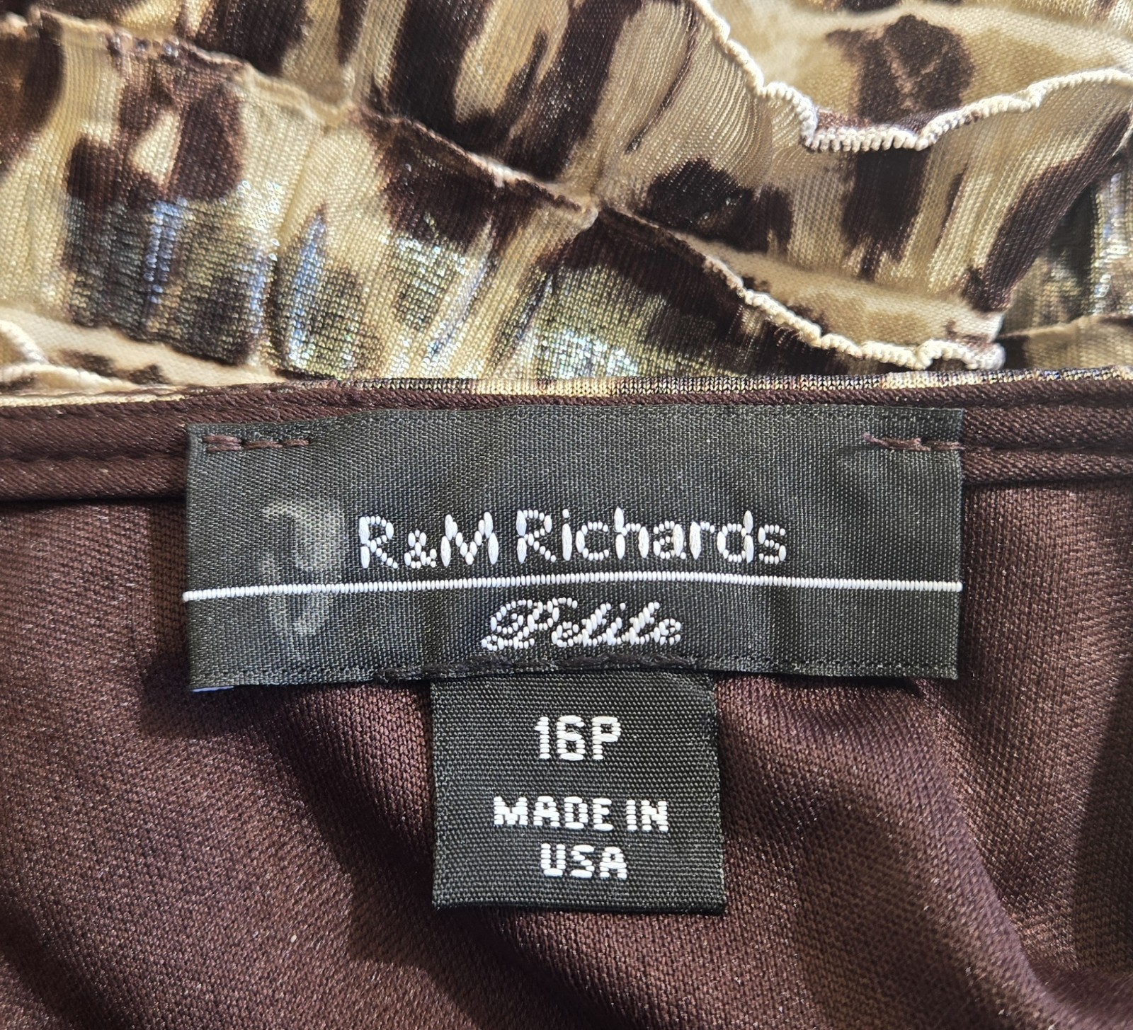 1980s R&M RICHARDS PETITE 1PC Glimmering Ruffled Tank/Open Front Jacket Top 16P