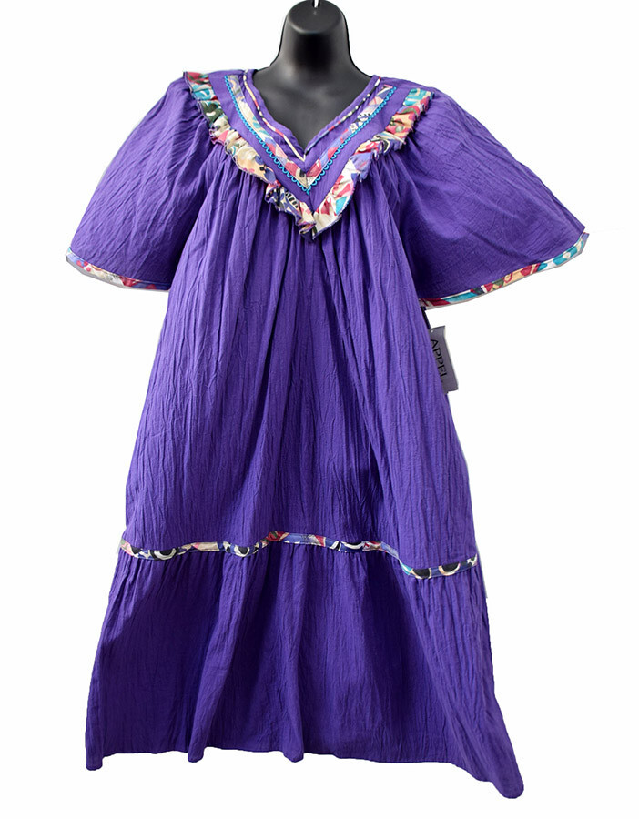 Vintage APPEL House Dress Mumu GRAPE Purple Kaftan V-Neck Butterfly Sleeves, NWT