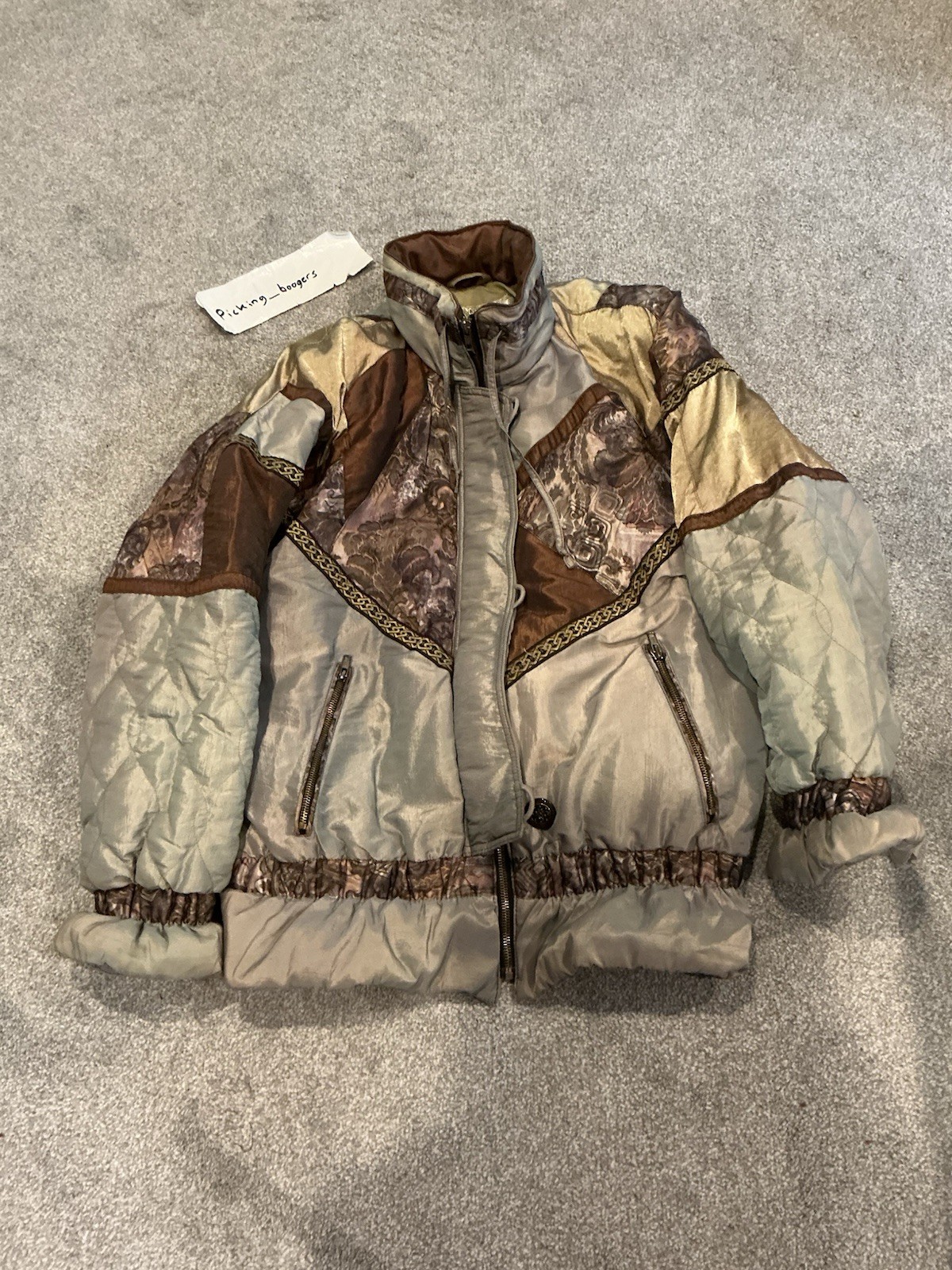 Vintage 80s J Gallery Quilted Patchwork Puffy Bomber Jacket Woman’s Size Medium