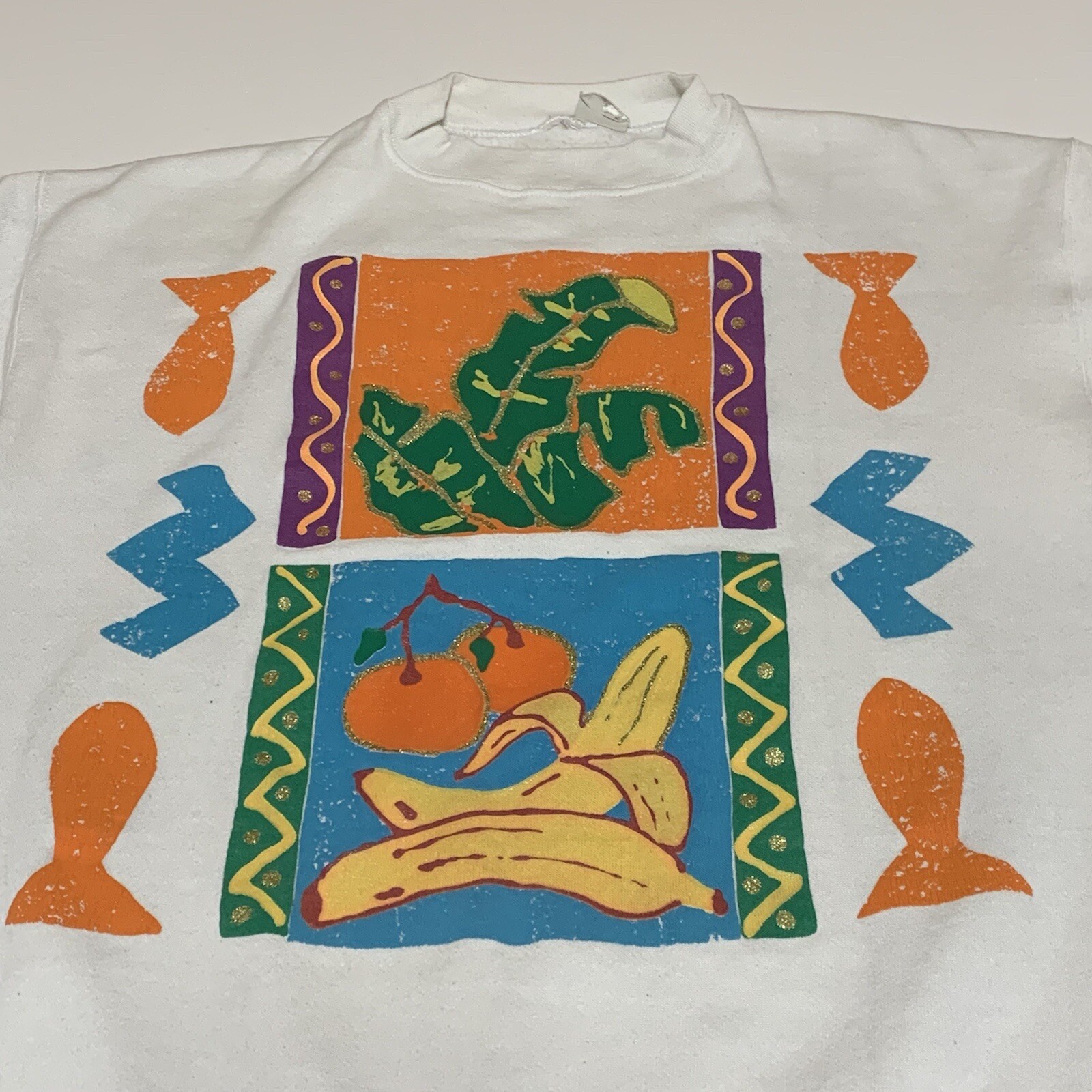 B.J. Design Concepts Vintage Sweatshirt Adult Unisex Size L Banana Orange
