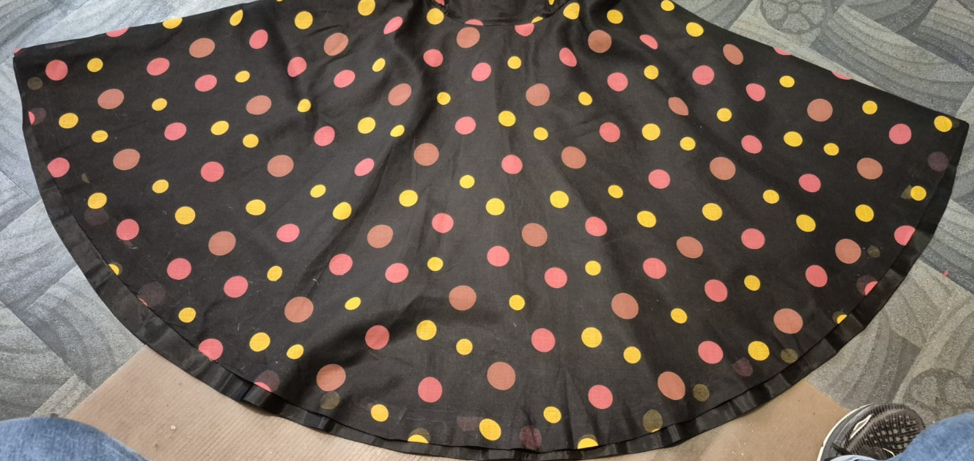 Brielle Creations Original Vintage 50s Dress Polkadots Over Satin Full Skirt