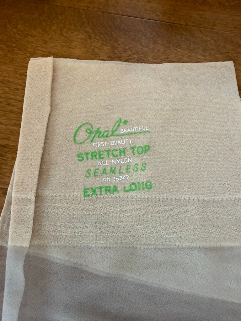Vintage Opal Beige Nylon Mesh Stockings Size 12 Extra Long NOS (#1)