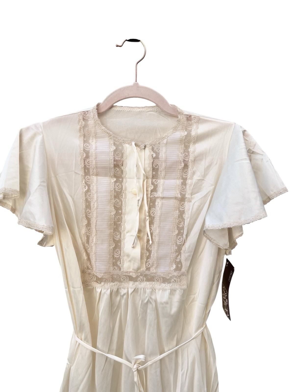 Sears Roebuck The Fashion Place Vintage Cream Sheer Nylon Two Pc Pajama Top Pant