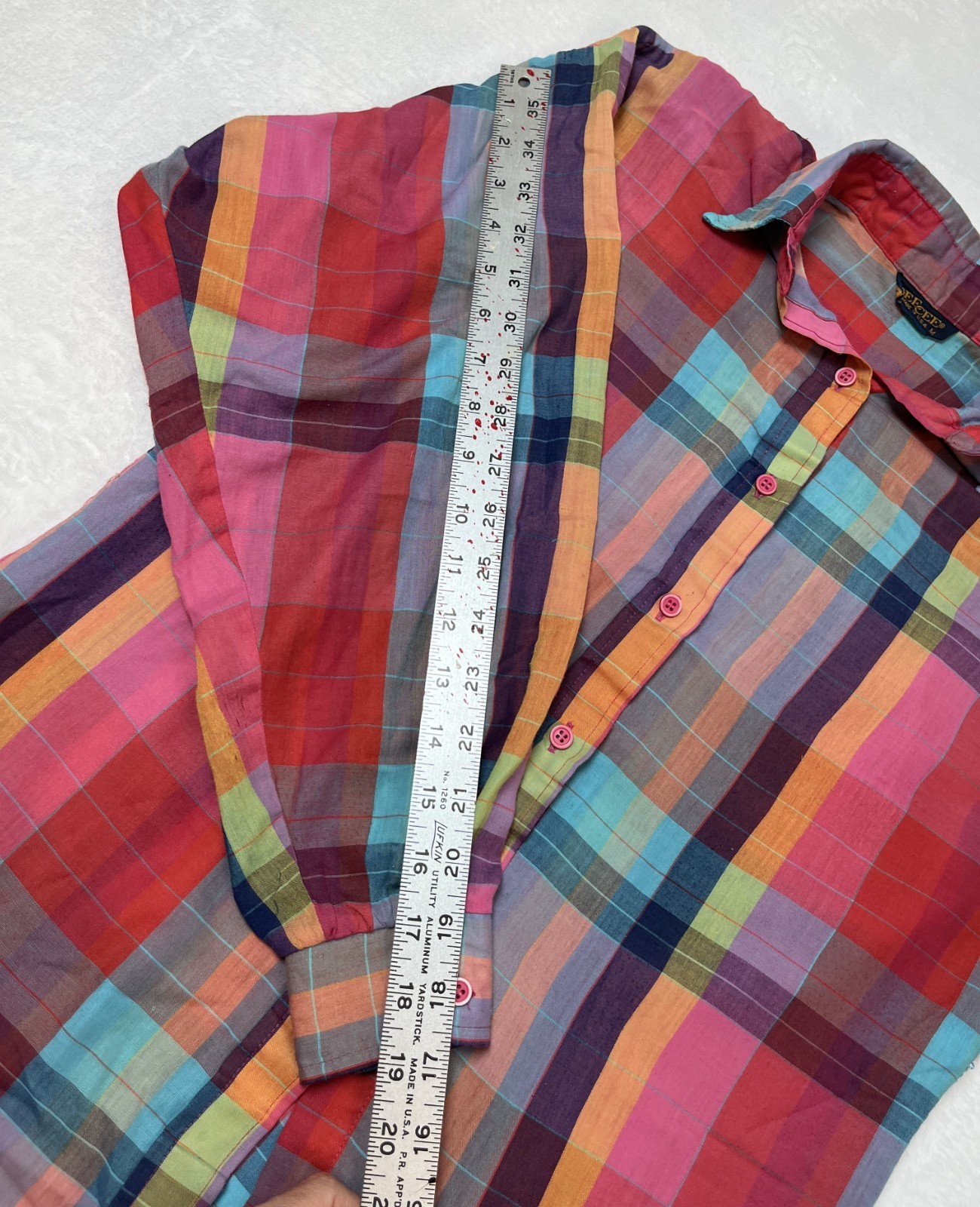 Vintage 80’s Dee Cee Rainbow PLAID Multicolor Button up shirt Medium