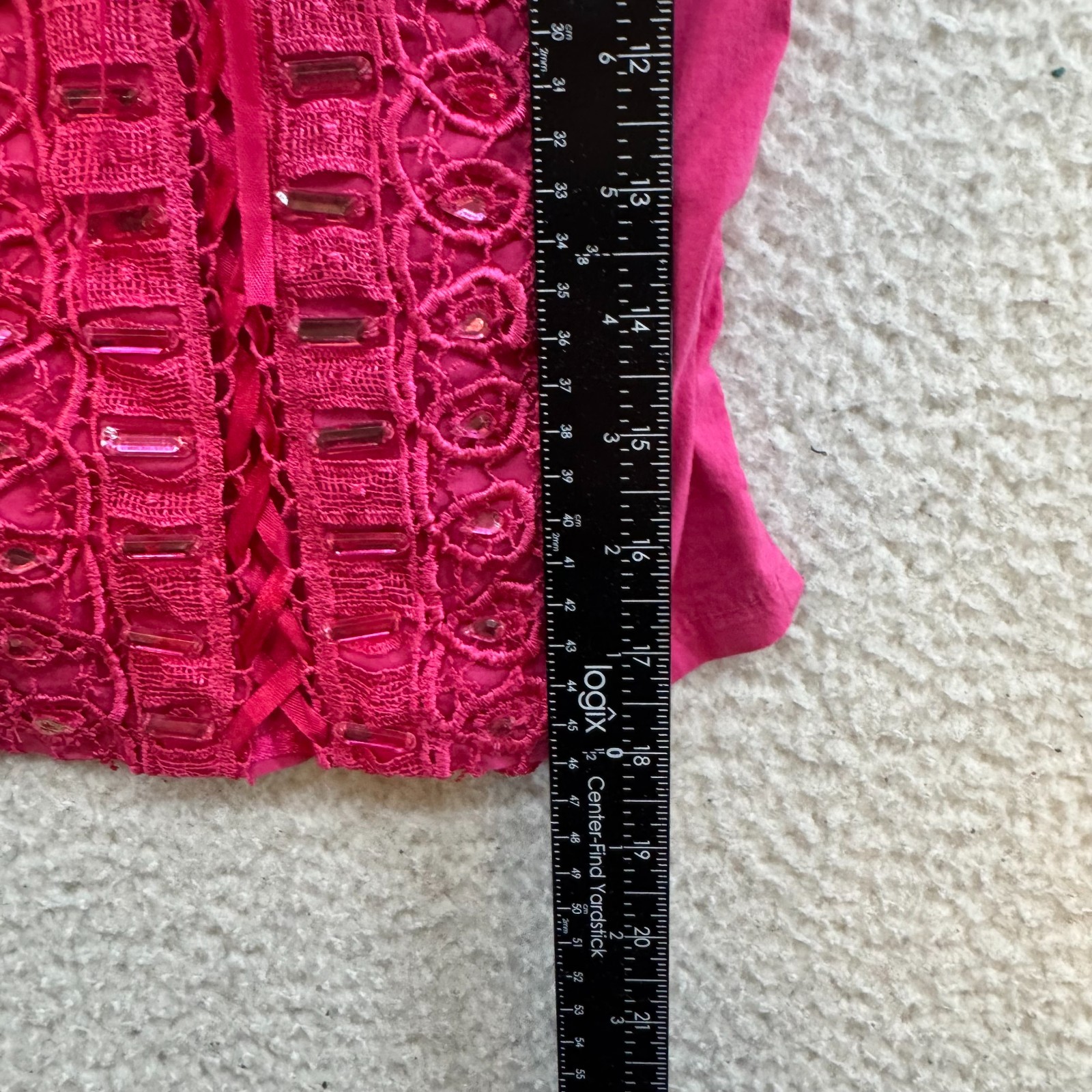 Y2K Vintage Corset Bustier Top XS Small Pink Rhinestone Embroidered Padded