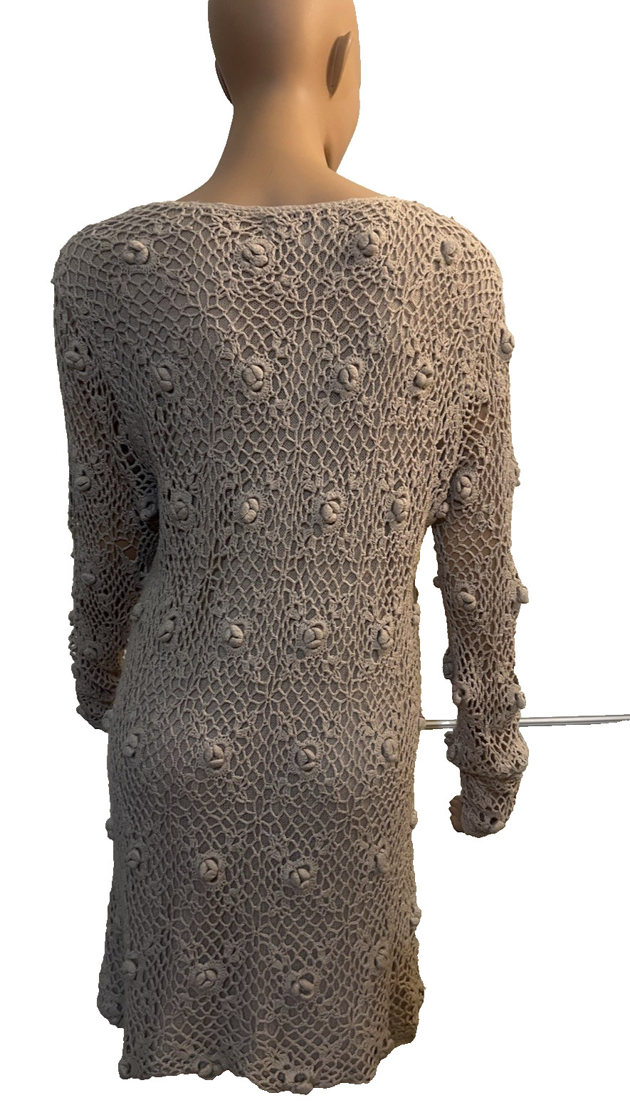 Vintage BEST OF THE 90s Y2K Crochet Knit Boho Festival Mini Dress Medium