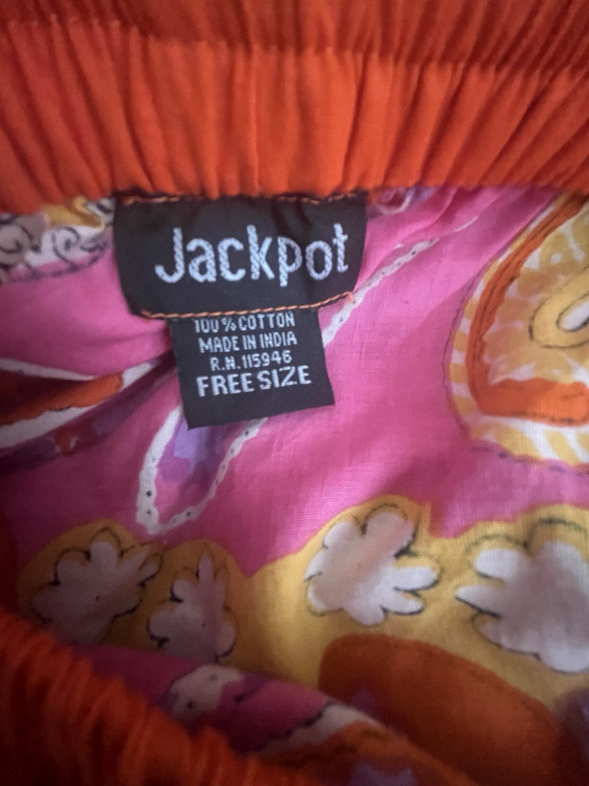 Vintage Jackpot Skirt FREE SIZE 100% Cotton Psychadelic Colorful 90s FAST SHIP