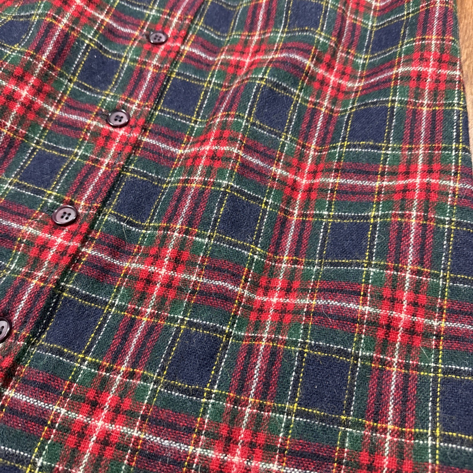 VTG Lanz Highland Heritage Dress SIZE SMALL 5/6 Wool Tartan Classic Red ButtonUp