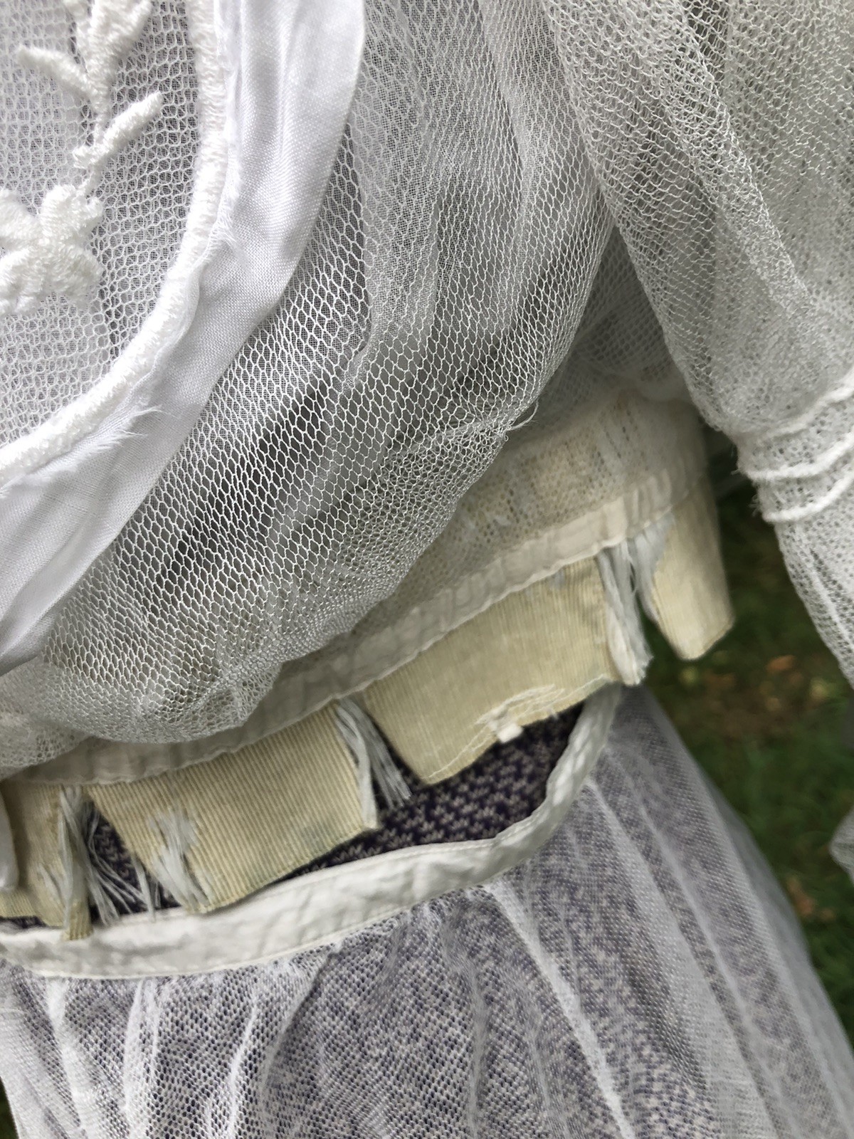Vintage Edwardian Ethereal 1900’s Sheer Net Embroidery Bodice Skirt B 34” W 28”