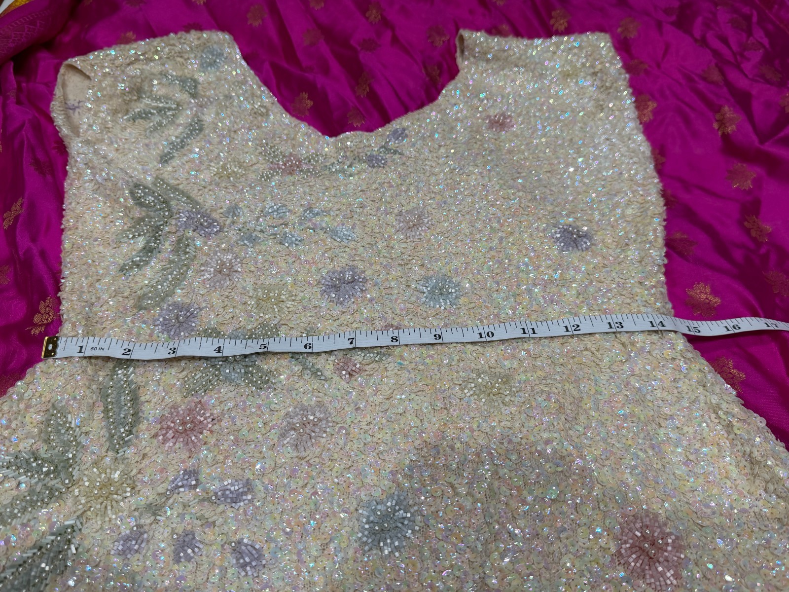 Premium Vintage Fran La Bianca 1950’s Pastel Beaded & Sequined Evening Dress