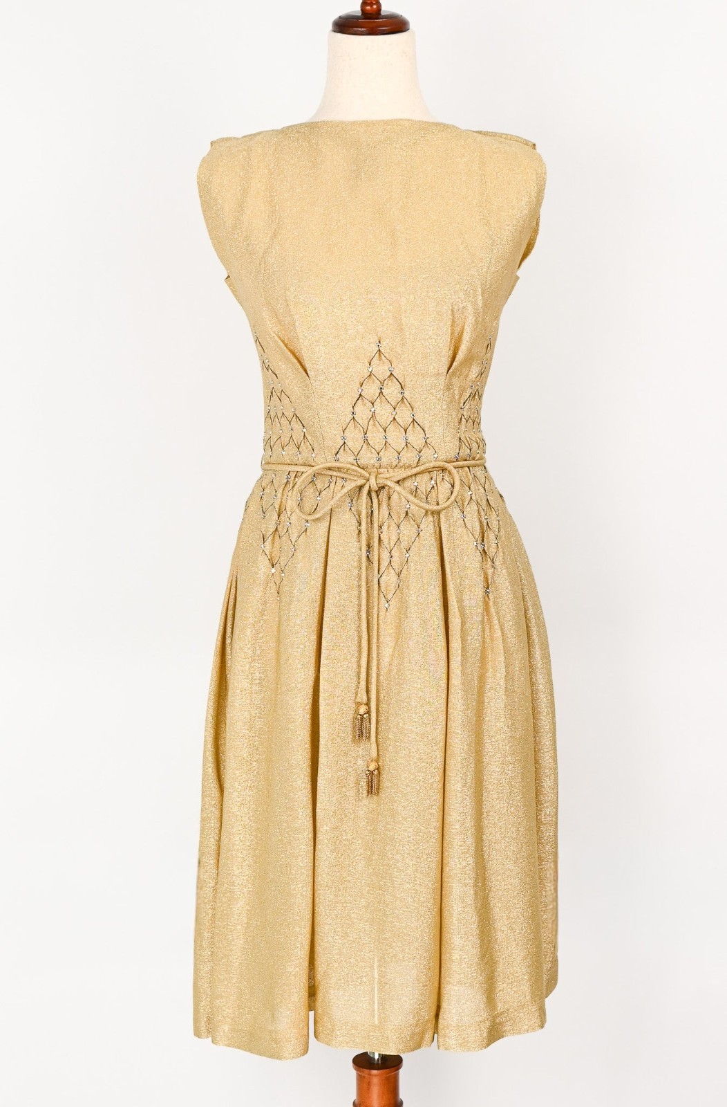 Vintage 60s Gold Lame CARLYE Midi Dress