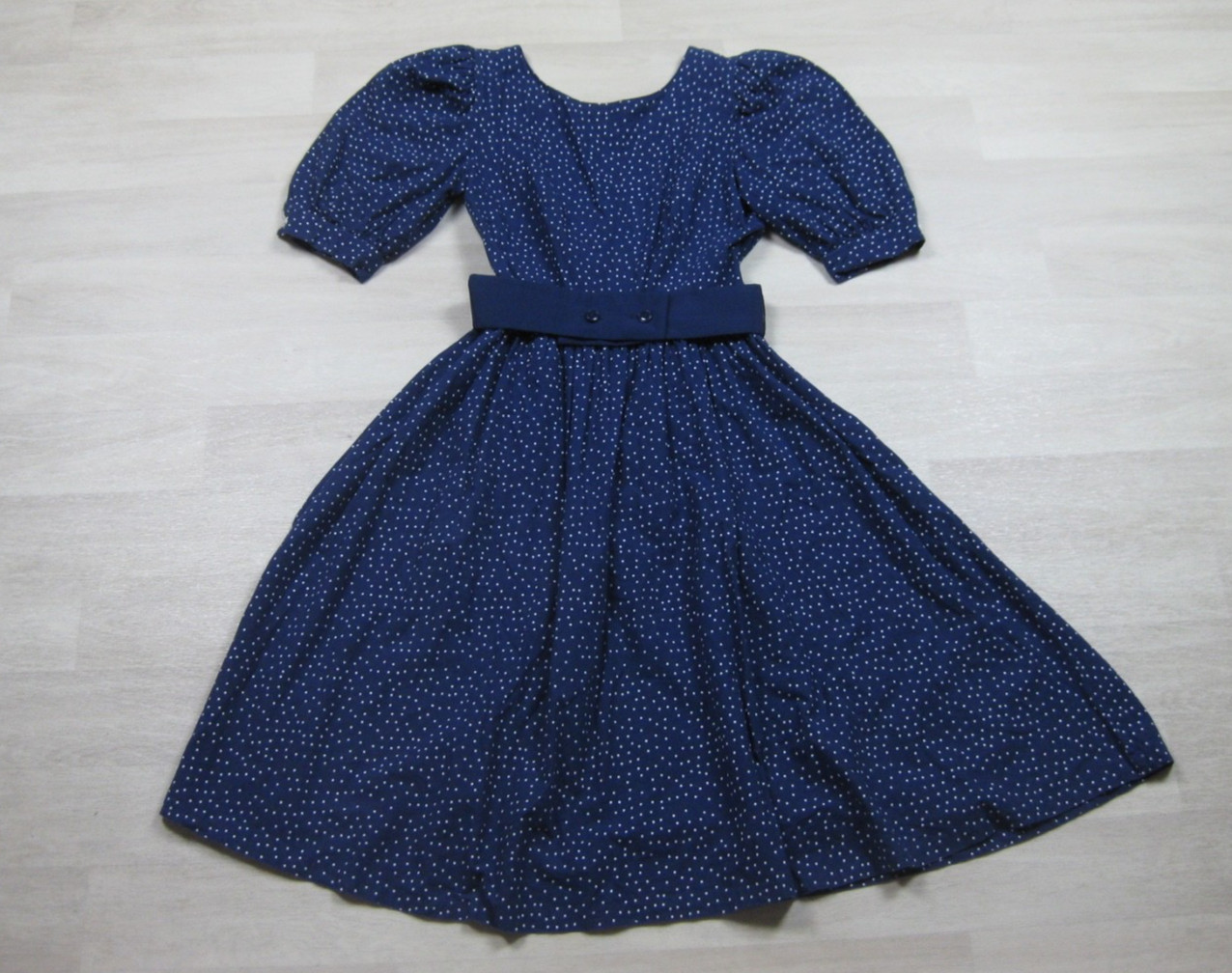 Vintage 80s does 50s Benson & Smith Midi Dress (S) Polka Dot Housewife Low Back
