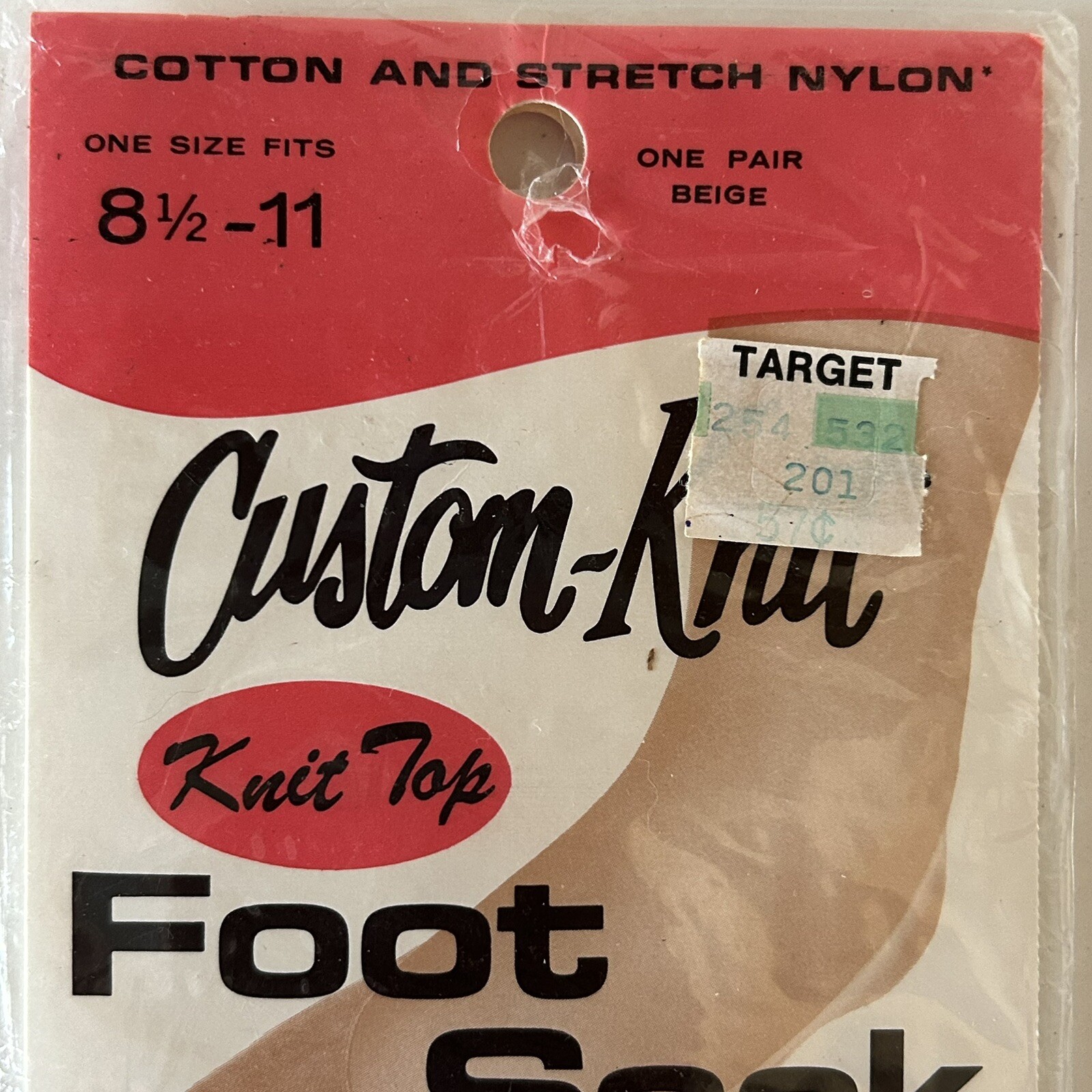 Vintage Custom-Knit Foot Sock Cotton Stretch Nylon Size 8.5 – 11 Moretz Hosiery