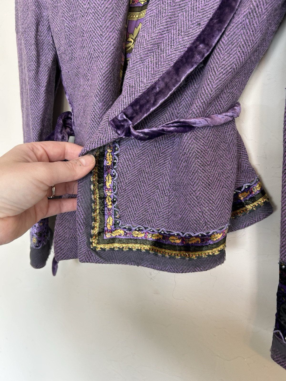 Vintage Y2K Renato Nucci Wool Silk Purple Fairy Velvet Floral Skirt Set 40 NWT M