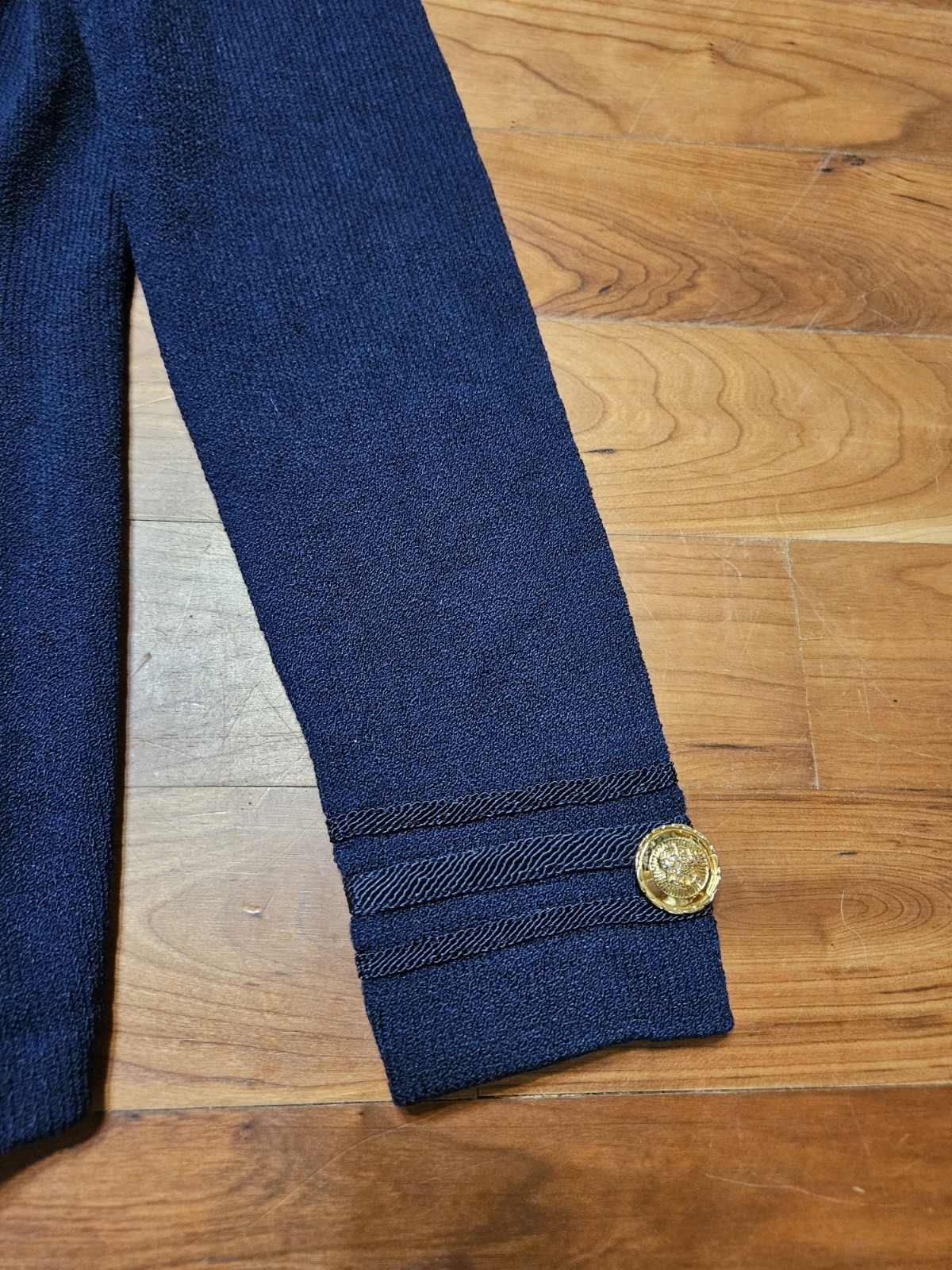 Vintage St. John Collection By Marie Gray Navy Blue Santana Knit Blazer Size 6