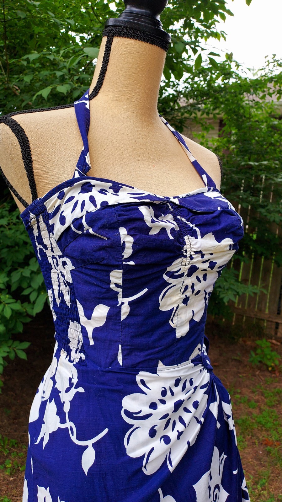 Vintage Liberty House Kahala Hawaiian Luau Floral Wrap Waist Padded Dress S/XS