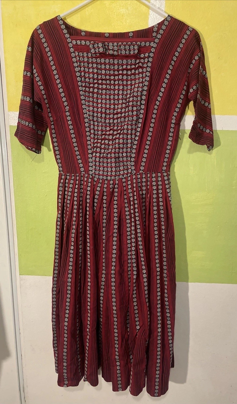 Vintage 1960s Toni Todd Cotton Day Dress Midcentury 60s