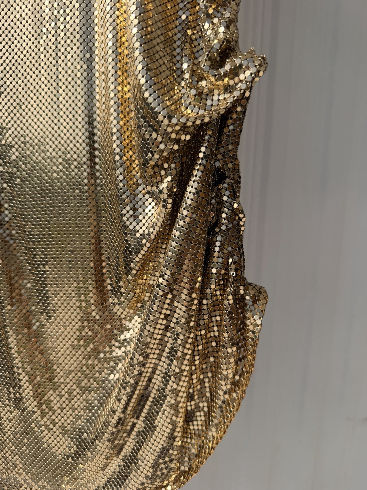 Vintage Whiting Davis Gold Metal Chainmail Tunic Dress Top M Studio 54 USA READ