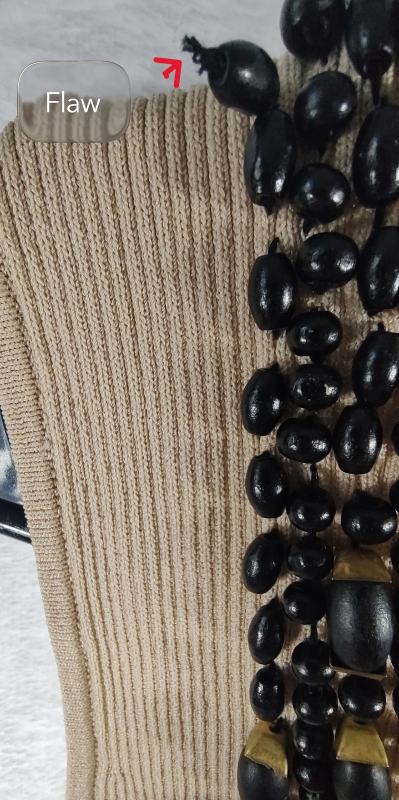 Ruby Rd. Womens Vintage Top Large Petite Tan Embellished with Black Beads