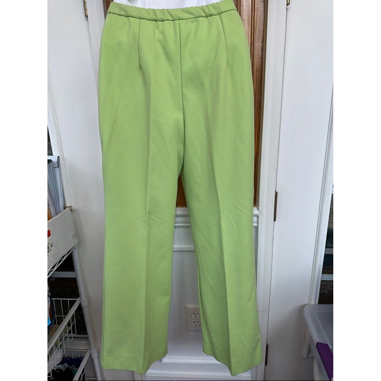 Vtg 60s/70s Donovan Galvani Lime Green Wide-Leg Women’s Pull on Polyester Pants