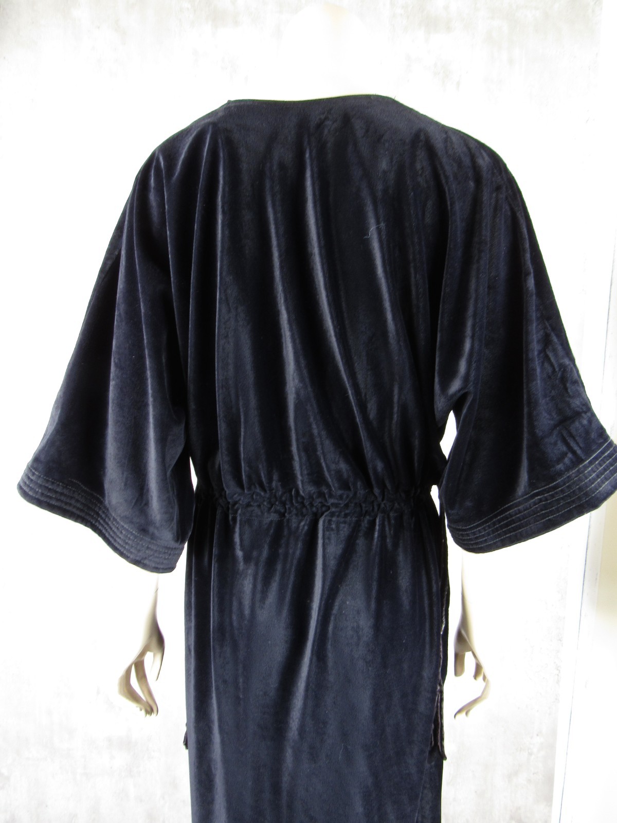 Vintage Georgie Keyloun Black Velour Lounging Caftan Maxi Hostess Cover Up Large