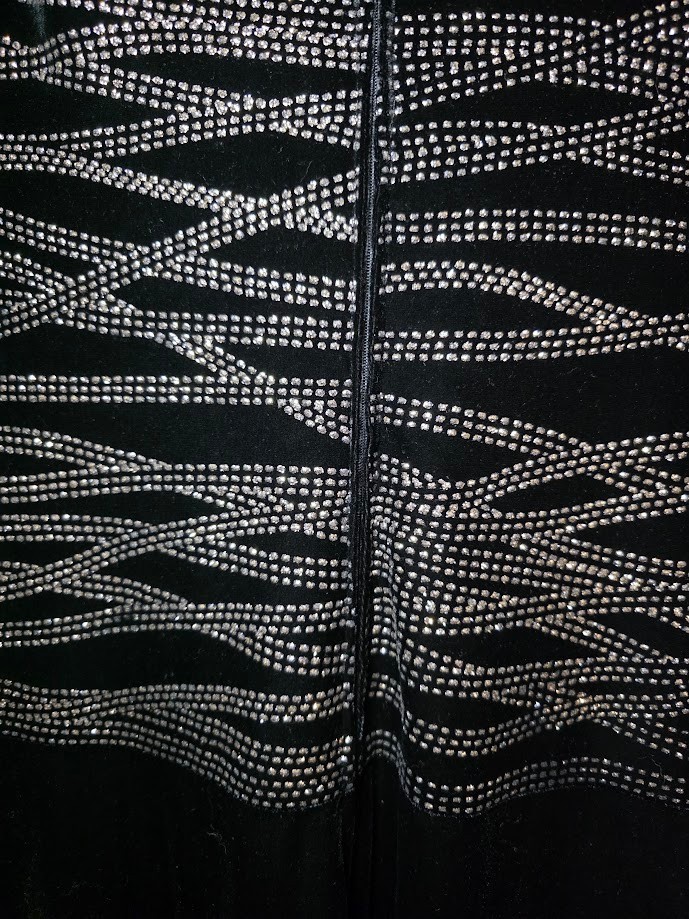 VTG 80s Tadashi Shoji Long Black Slinky Mesh Sparkle Evening Gown M