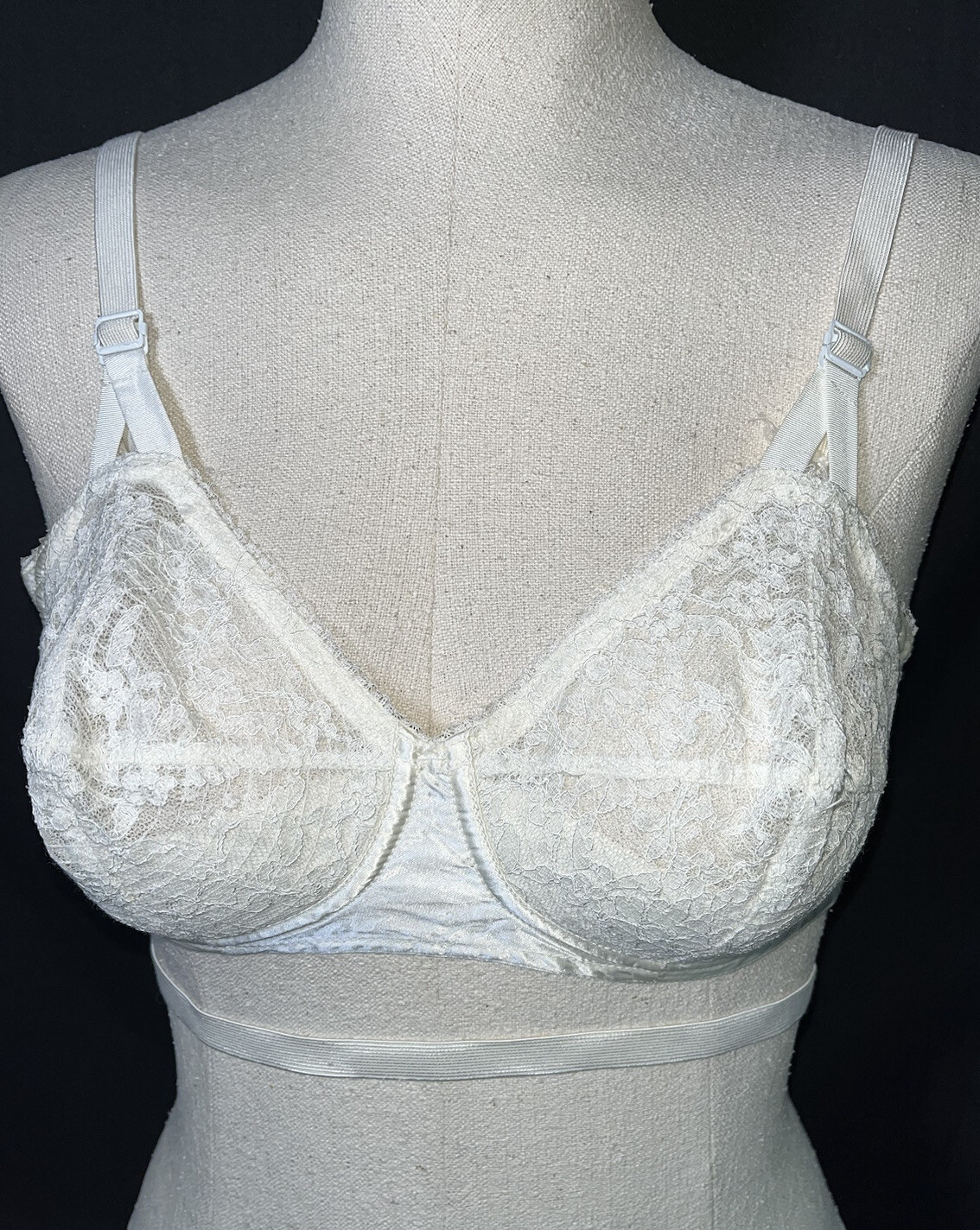 Vtg 50’s Bra Circle Stitch Hollywood Vassarette Backless Petal Pusher White 36B