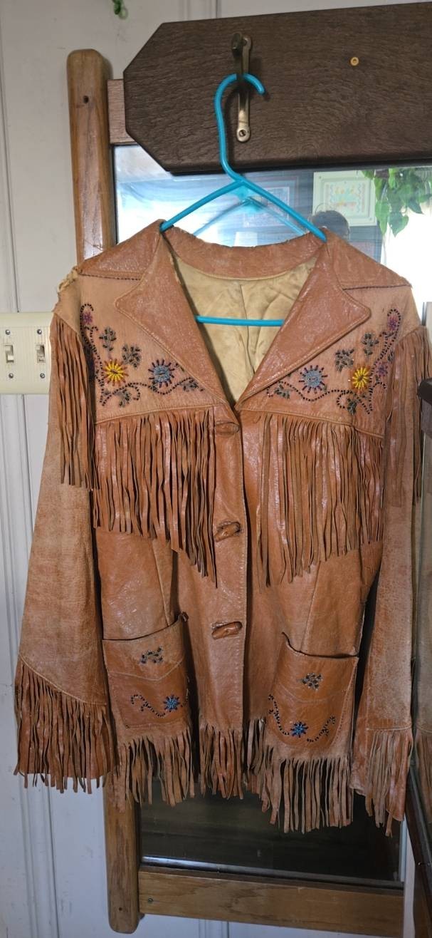 Vintage 1950s Chris Line Originals Hand-Beaded Deerskin Fringe Jacket