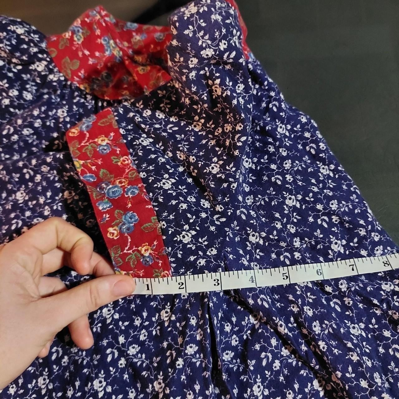 Vintage red and navy floral house midi dress.