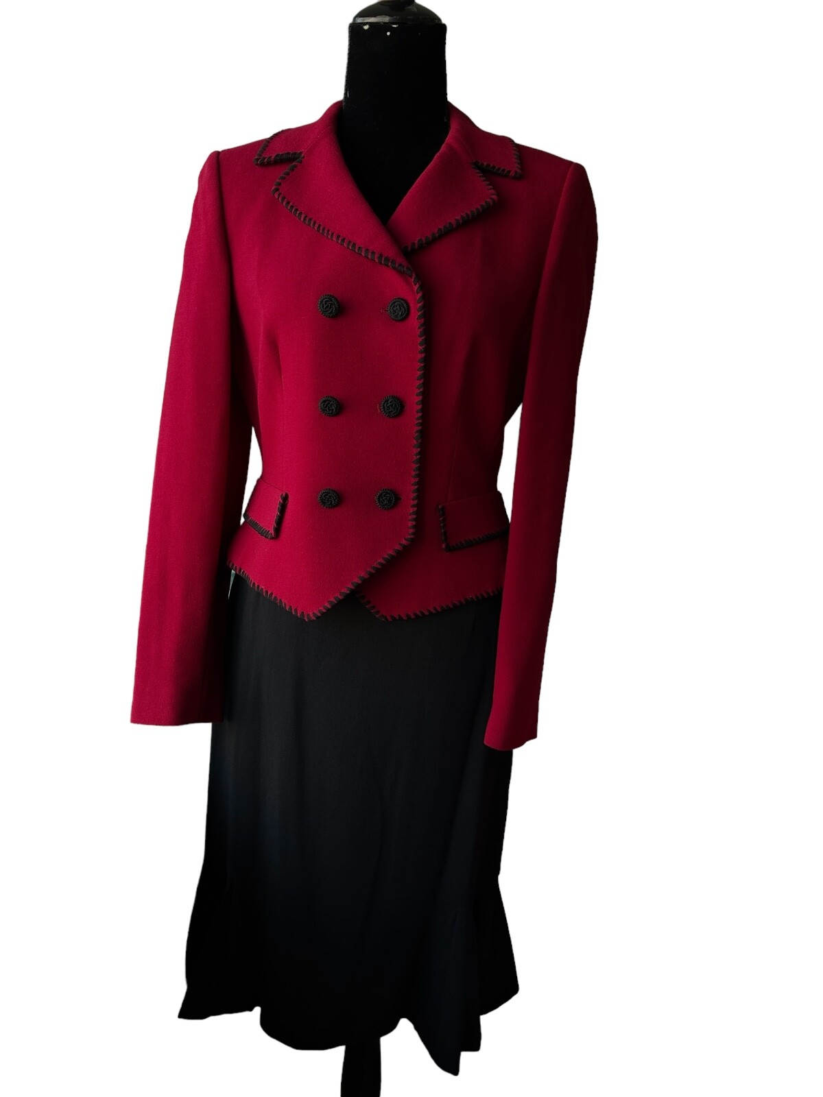 Vintage Tahari 2 pc Skirt Set Dark Red Size 6