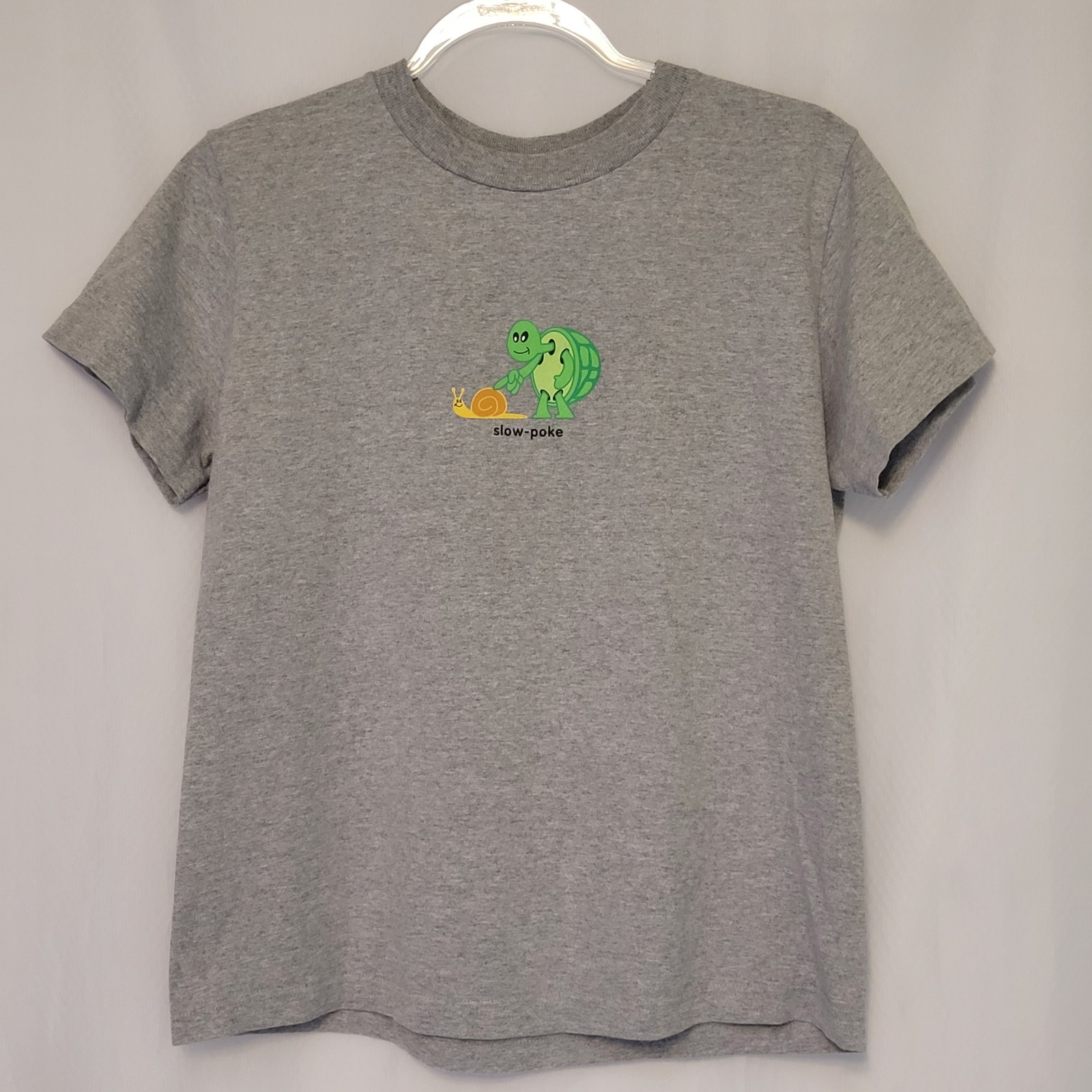 VTG Tilt Slow Poke Graphic Heathered Gray Shirt 90s Y2K Snail Turtle Adult L