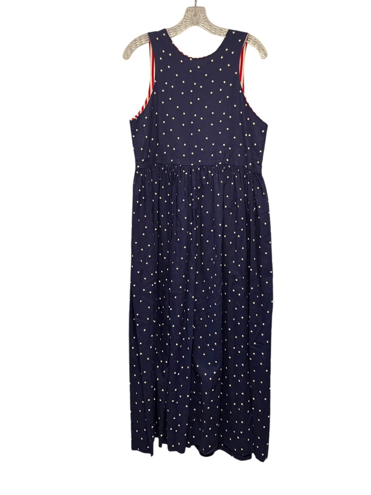 Vtg Dogwood Lane Dress Small Patriotic Navy Stars N Stripes USA American Flag
