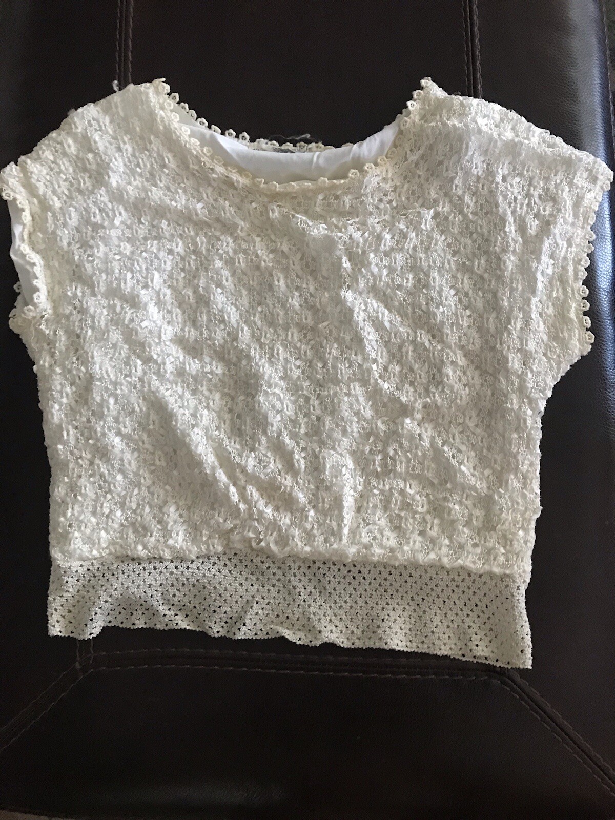vtg 60s Alice Stuart cream knitted blouse