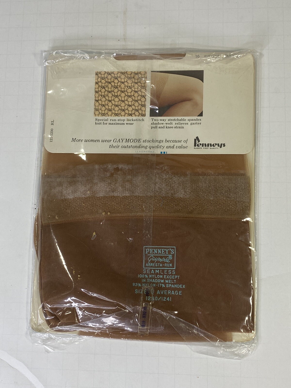 Gaymode JC Penneys 100% Nylon Stockings 10 Average Arresta-Run Suntan