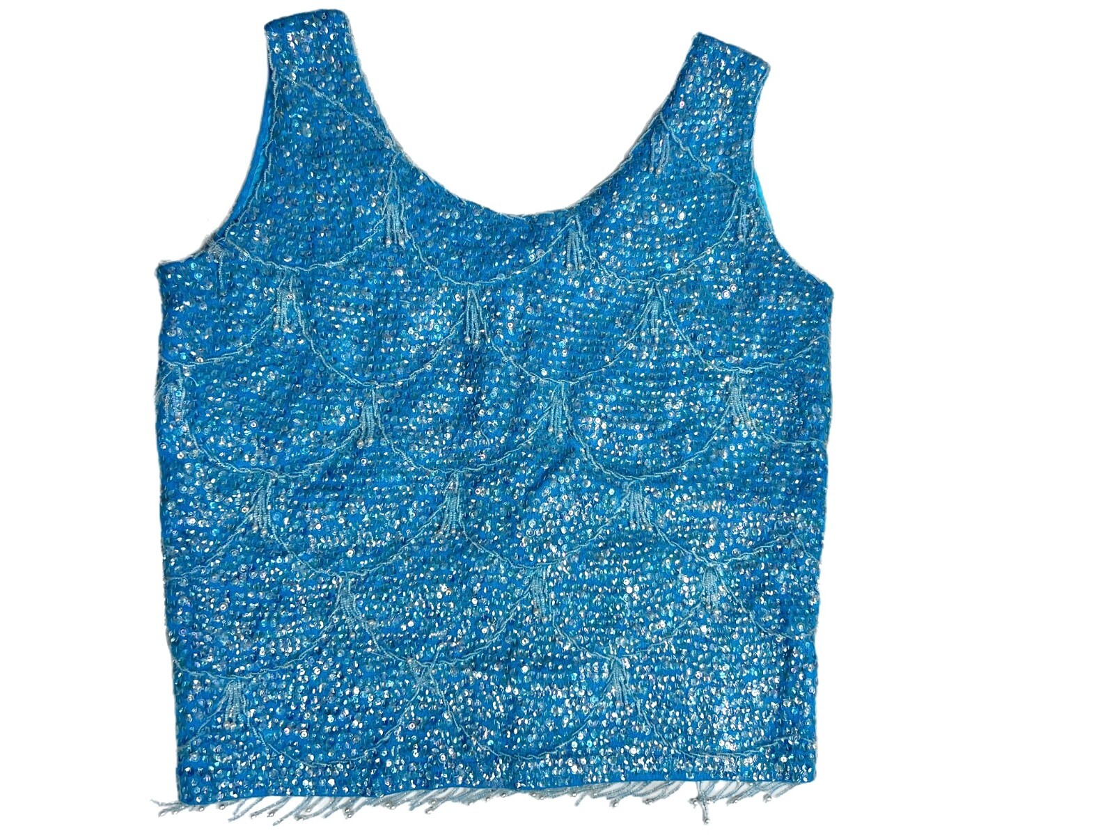 VTG Womens Shell Top Sleeveless Sequin Sweater Shimmy 60s Beaded Various Colors