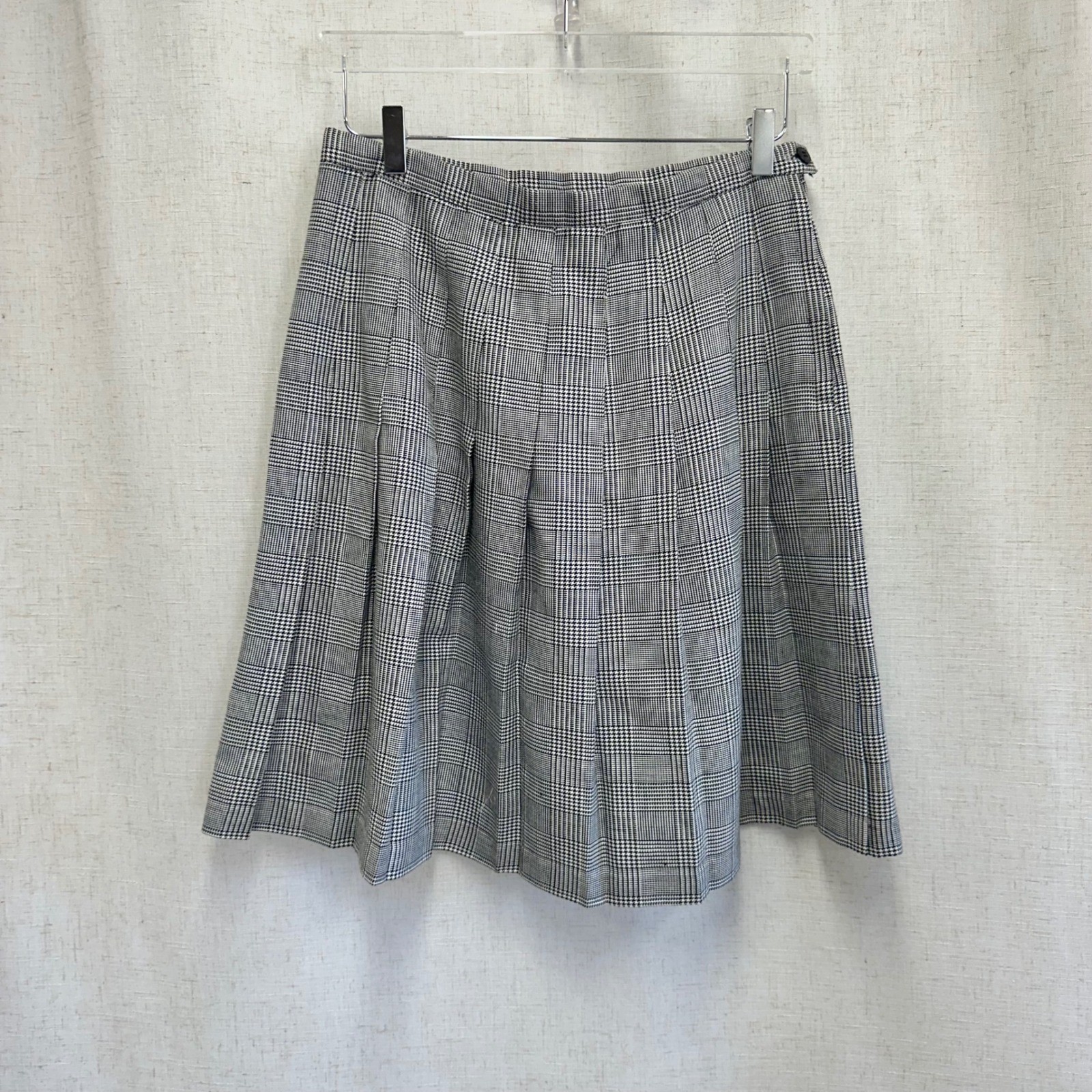 Briggs New York Vintage Glen Plaid Houndstooth Pleated Skirt Black White Size 14