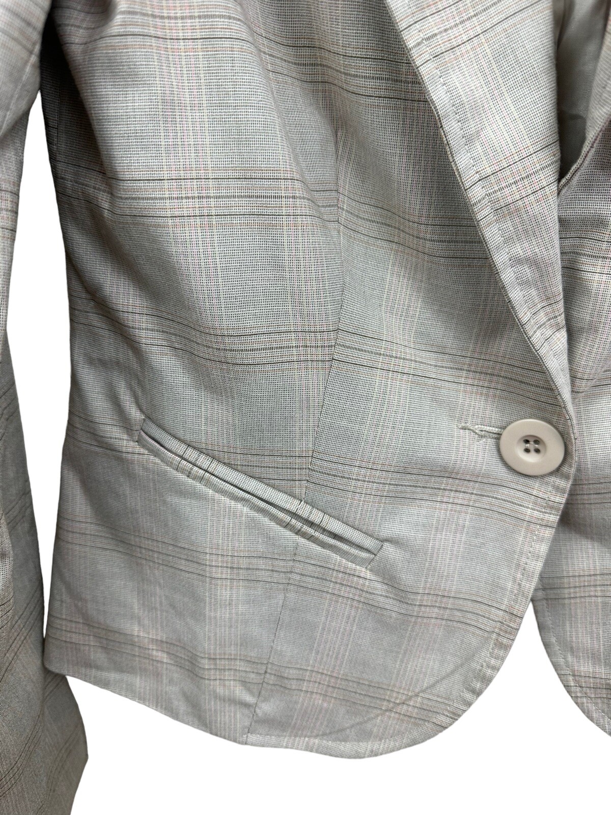 Y2K Vtg Rampage Womens Blazer M Tan Glen Plaid Single Breasted One Button Lined