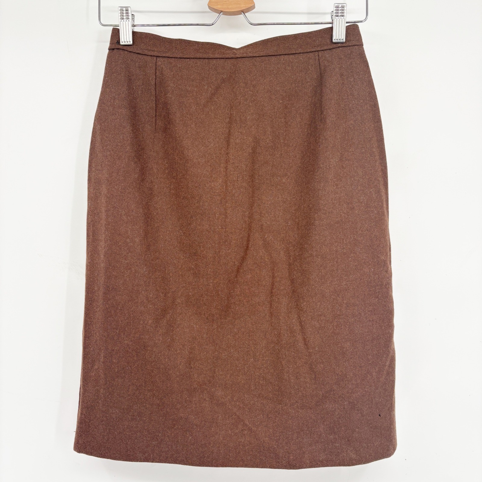 Valentino Womens Brown Wool Twill Vintage Quiet Luxury Pencil Skirt Size 10 44