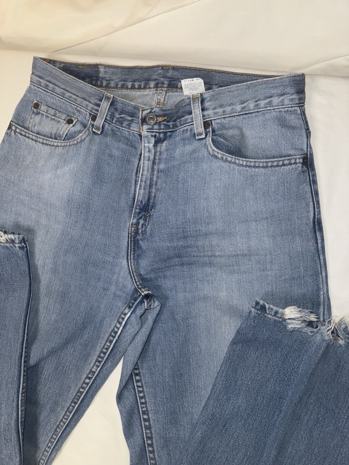 VTG Levi’s 577 Jeans Womens 10 M Loose Fit Y2K Distressed Blue Denim 31×30