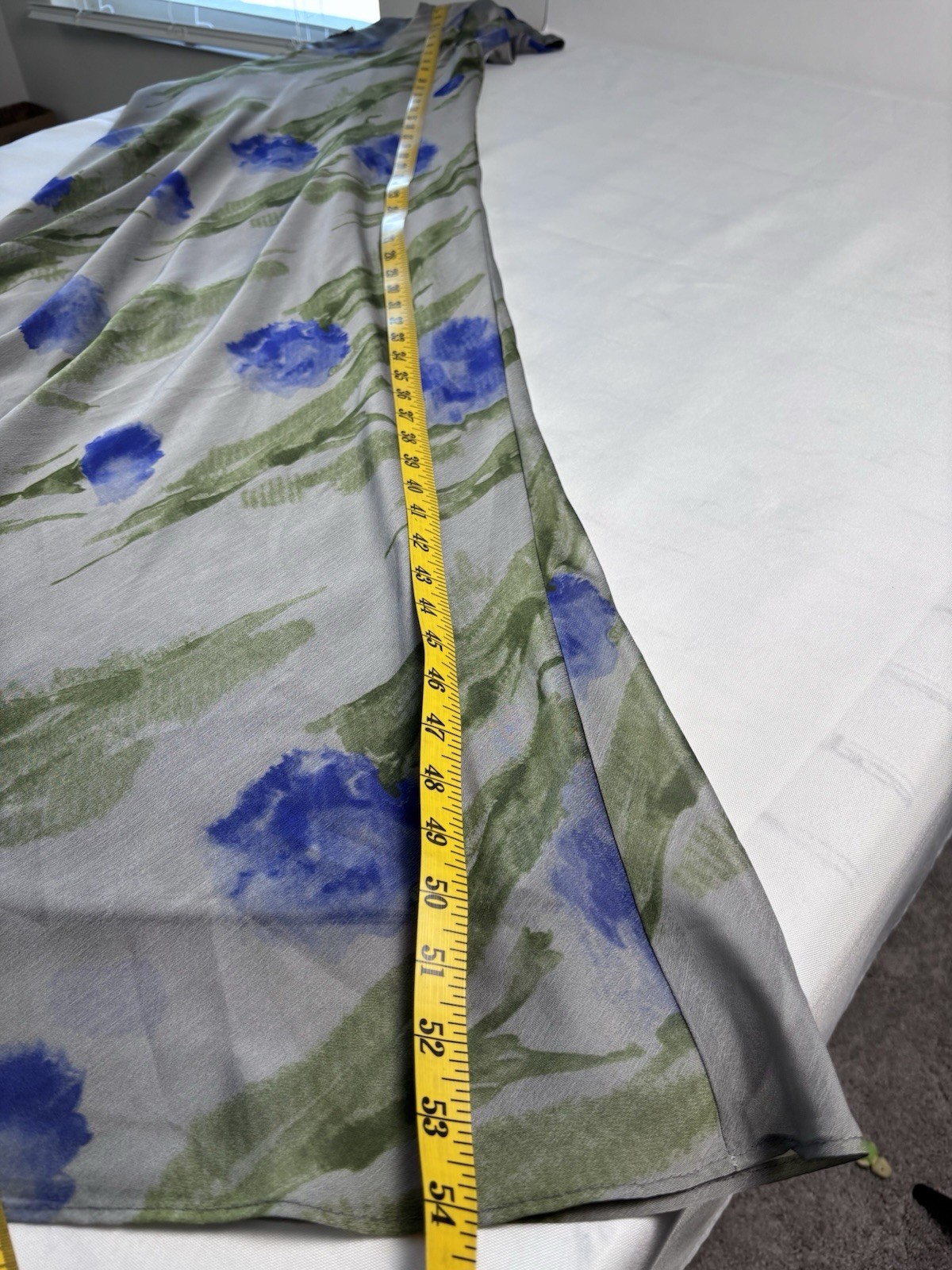Vintage Jessica Howard Watercolor Floral Gray Silk-Look Maxi Dress Cottagecore
