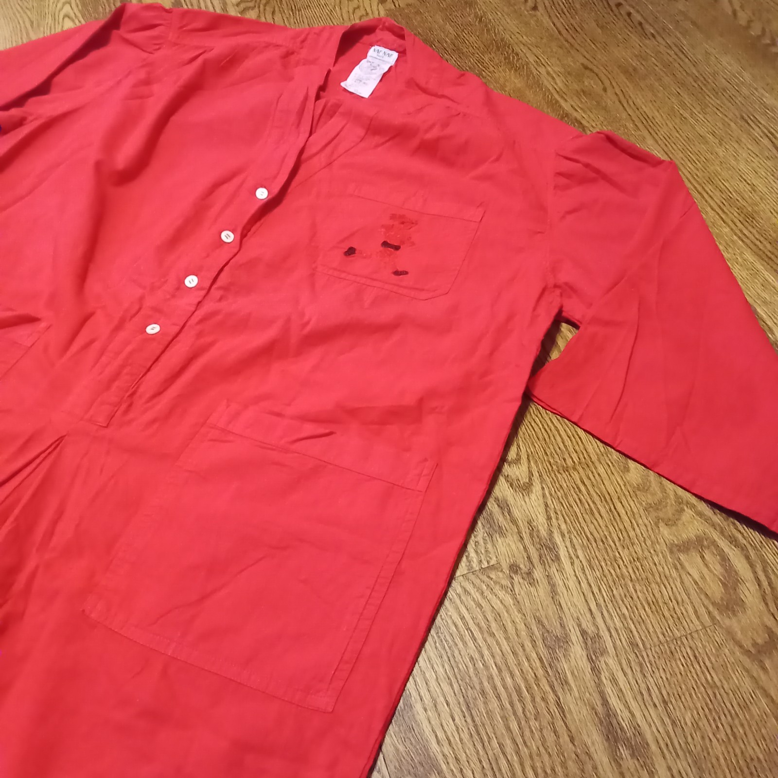 Vtg naf naf Paris Red Embroidered Cotton Jumpsuit OSFM