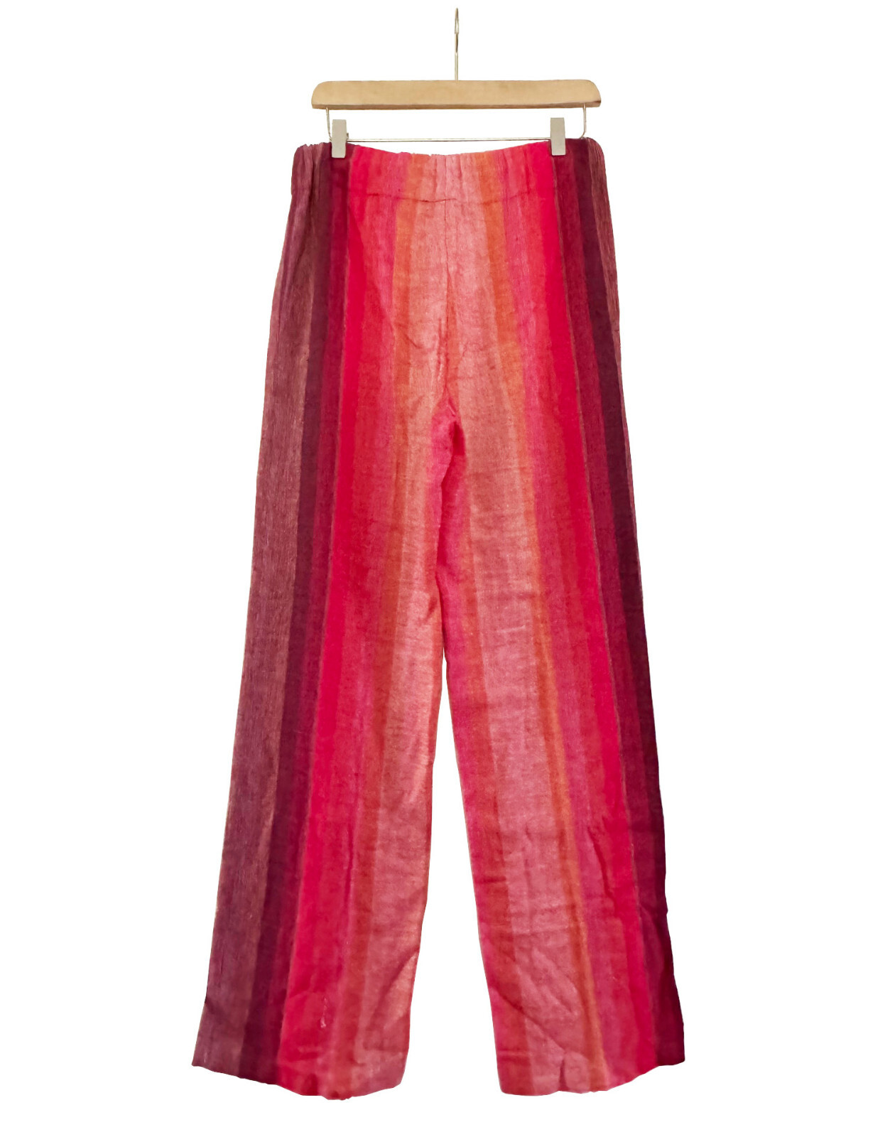 Vintage 70s Womens Pants Suit Red Ombre Striped Cotton Woven Jacket Pants Size 8