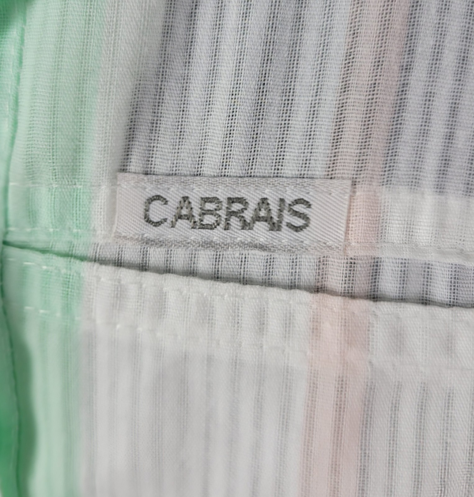 Vintage Cabrais Oversized Mint & White Striped Button Down Shirt Size Large