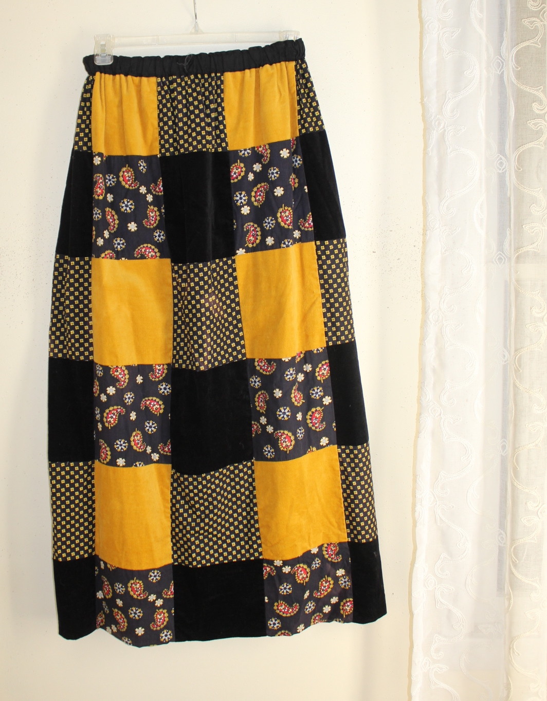 MR.HANK Vintage 1970s Patchwork Boutique Long Boho Hippie Skirt Sz S M L Funky