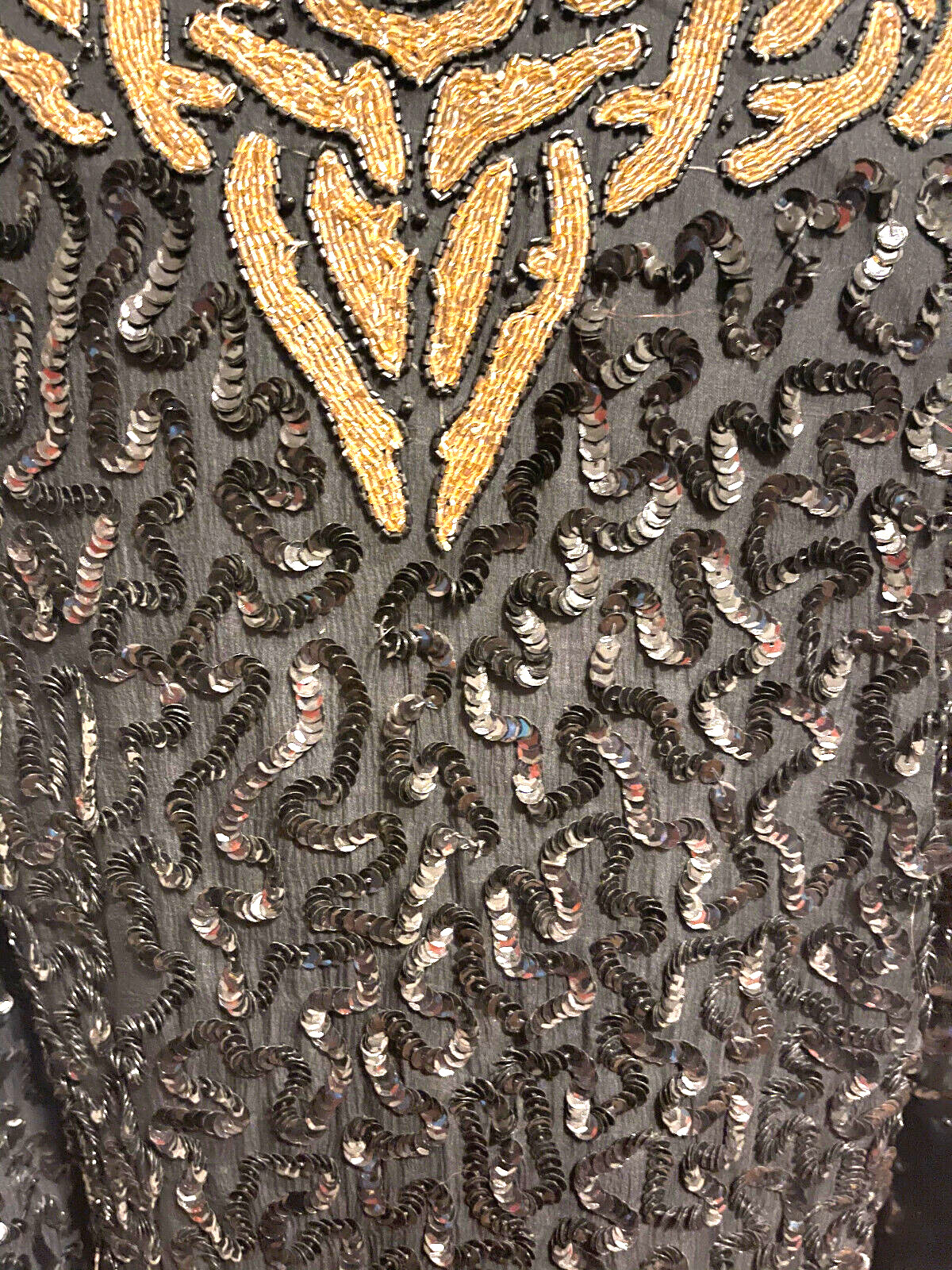 Vintage Nite Lune Gold and Black Sequined and Beaded Jacket
