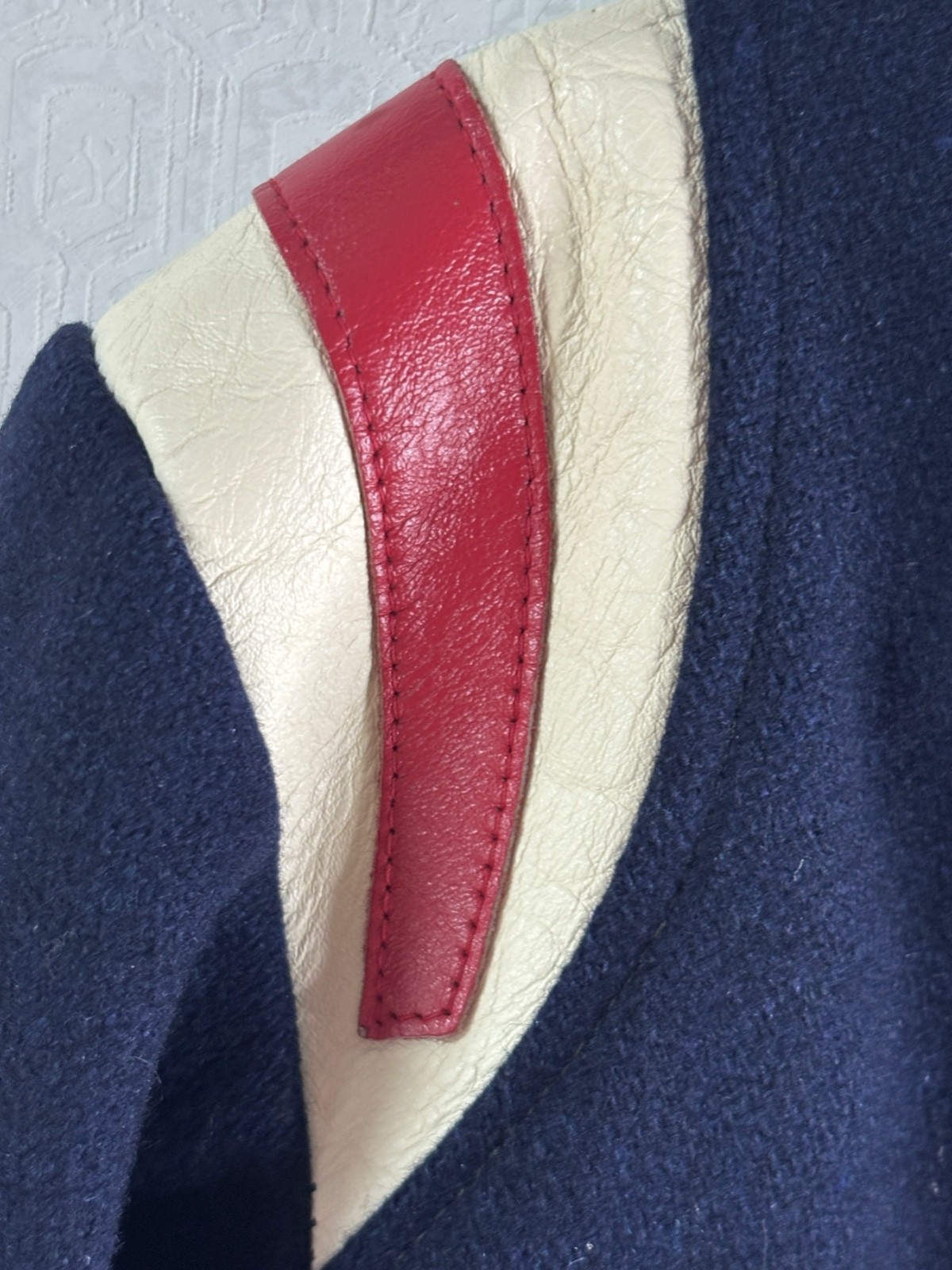 VTG 70’S HIGH SCHOOL LETTERMAN BLUE VARSITY JACKET W/LEATHER GIRLS SOFT BALL*S/M